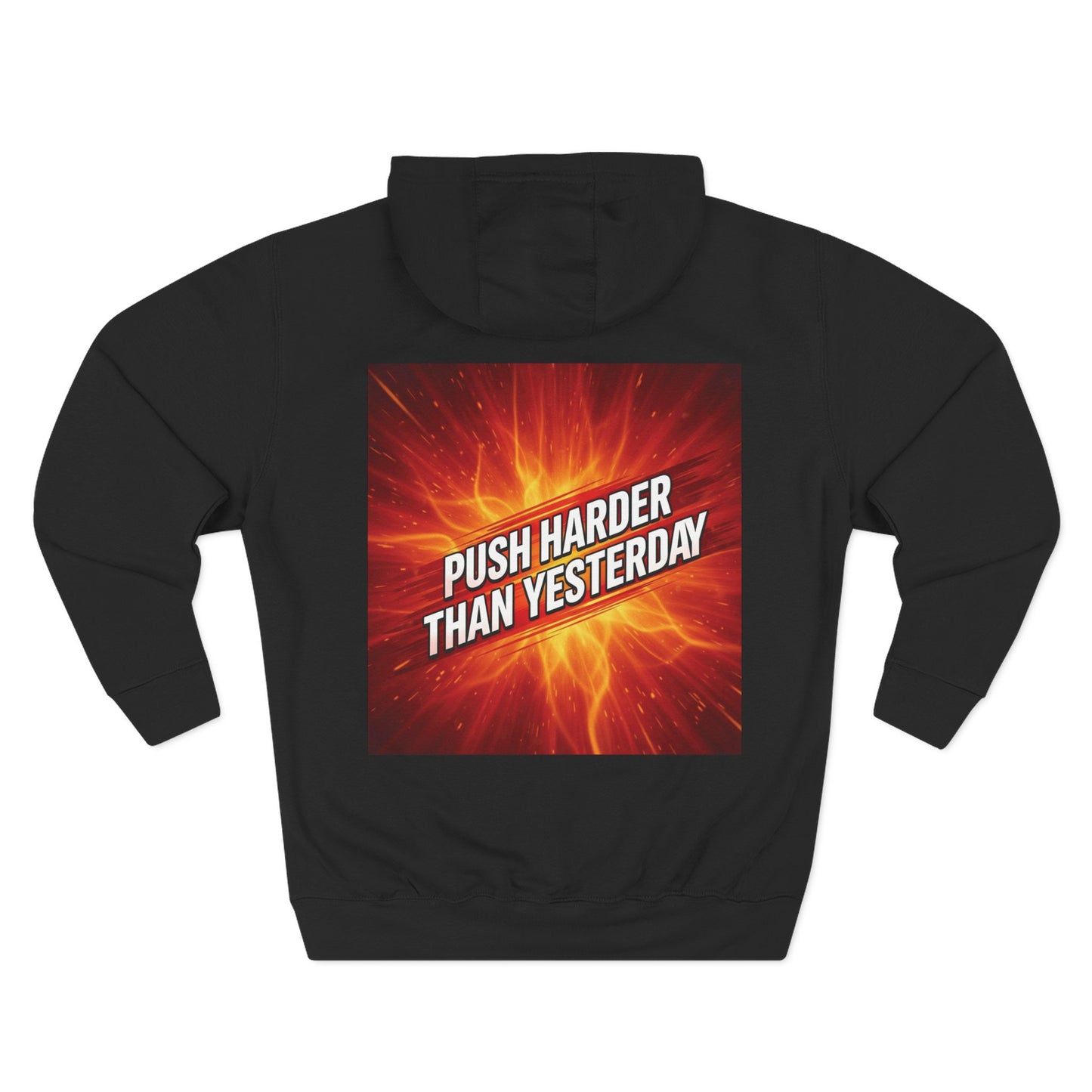 Motivational Fleece Hoodie - Push Harder Than Yesterday, Fitness Wear, Gym Apparel, Gift for Him/Her, Cozy Activewear, Inspirational