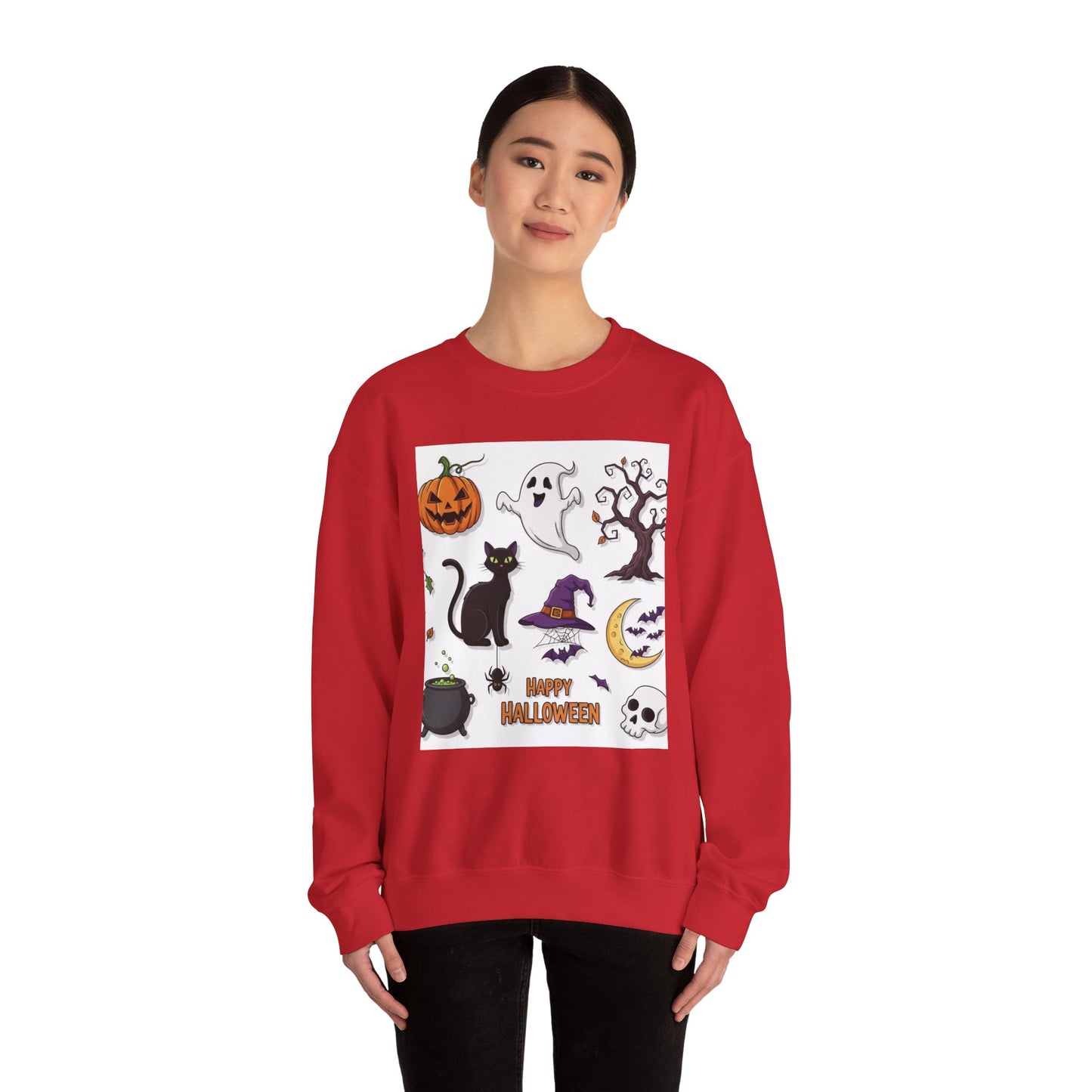 Halloween Spirit Crewneck Sweatshirt - Unisex, Cozy Halloween Gift, Fall Apparel, Spooky Season Sweater, Ghost & Pumpkin Sweatshirt