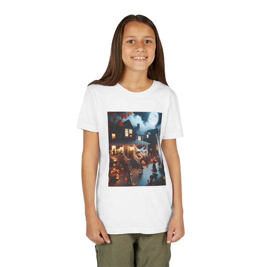 Spooky Halloween Youth Short Sleeve Tee, Kids Halloween Shirt, Trick or Treat Tee, Fall Festival Outfit, Halloween Costume Top