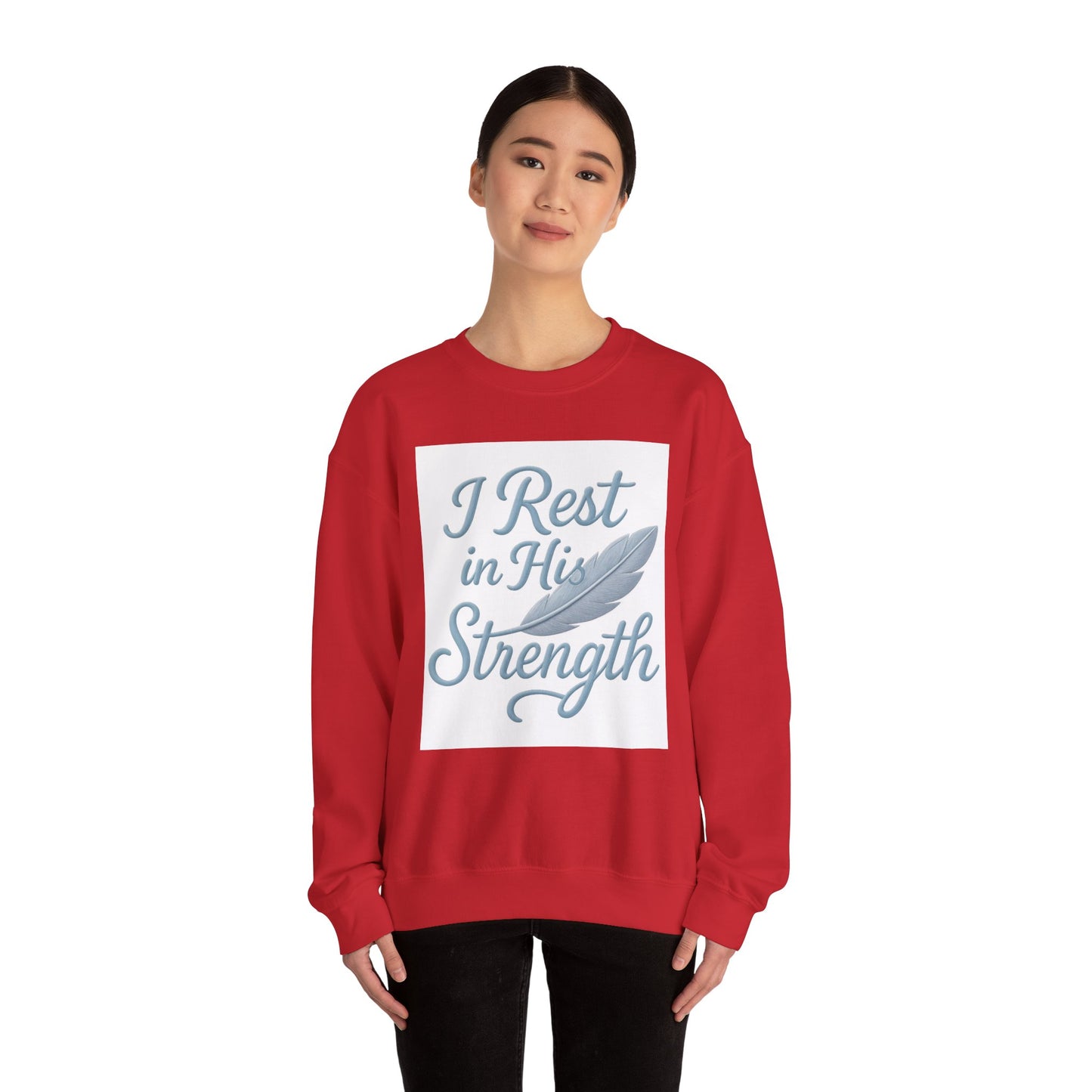 Inspirational Strength Crewneck Sweatshirt, Gift for Him, Motivational Apparel, Cozy Sweater for Faith, Relaxed Comfort Wear