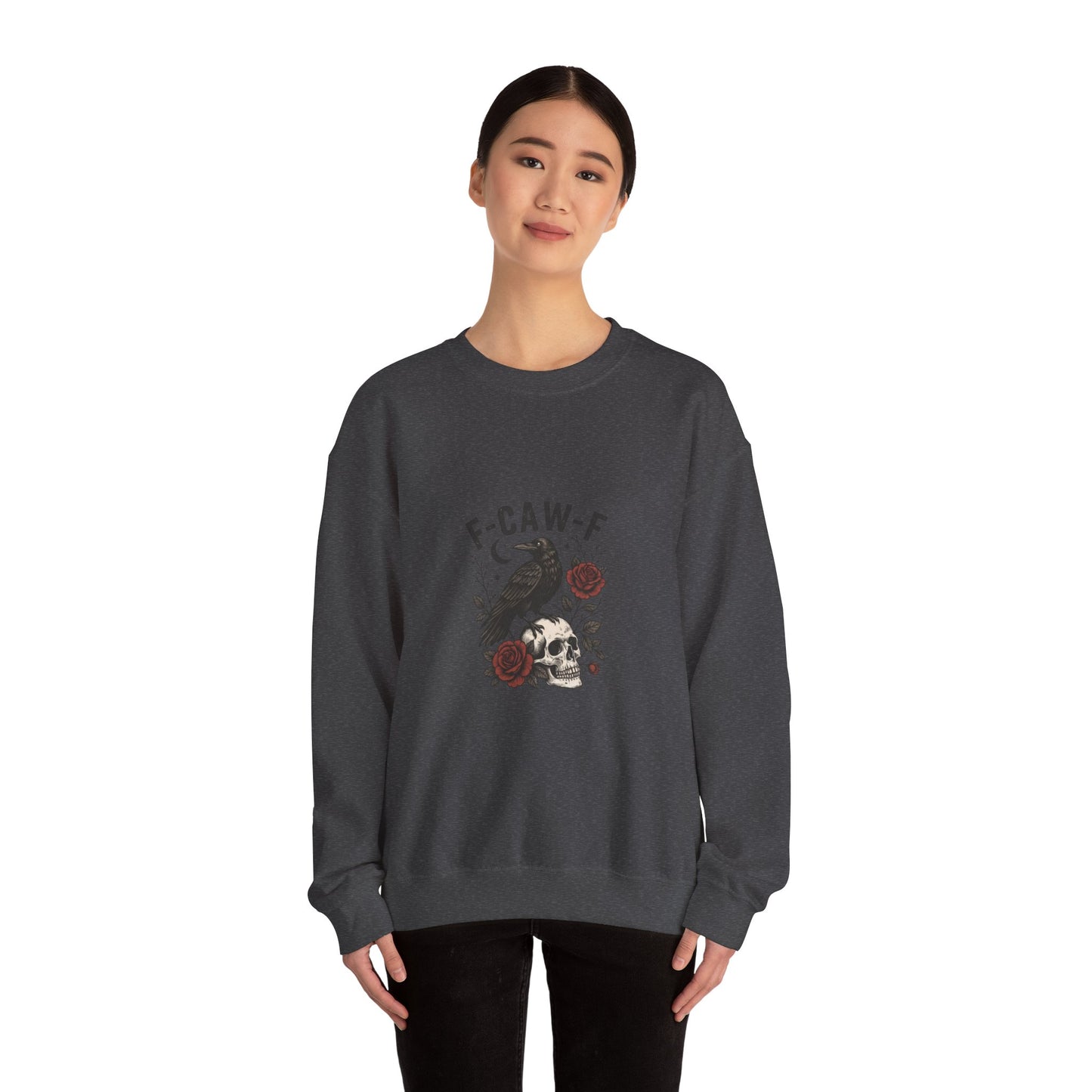 Gothic Raven Crewneck Sweatshirt, F-CAW-F Sweatshirt, Unisex Casual Wear, Perfect Gift for Halloween, Cozy Sweatshirt for All Seasons