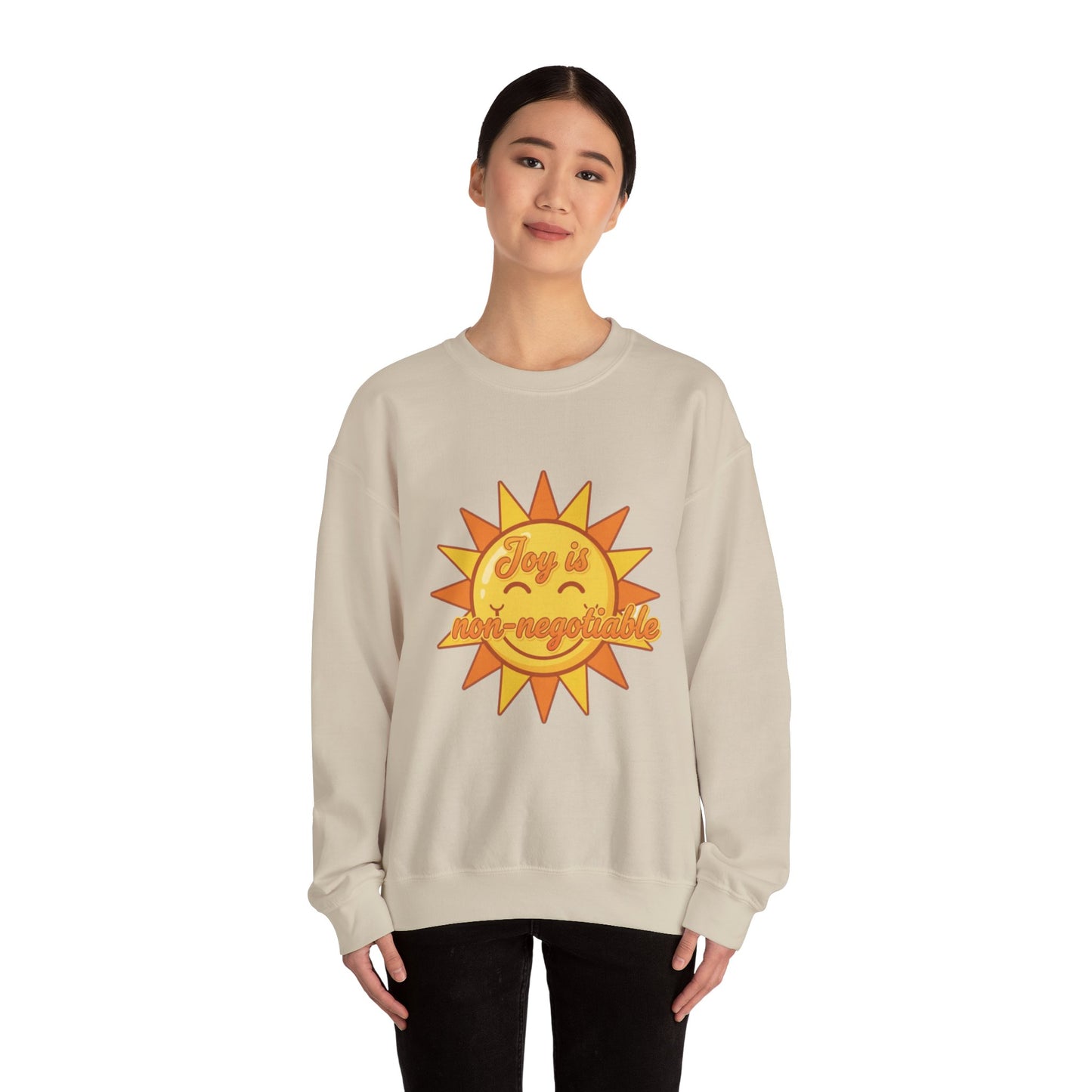 Joy is Non-Negotiable Crewneck Sweatshirt | Unisex Cozy Apparel, Gift for Her, Motivational Fashion, Positive Vibes, Sunshine Design