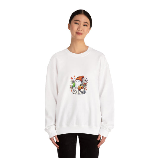 Cozy Fall Ghost Sweatshirt, Unisex Sweatshirt, Halloween Apparel, Pumpkin Sweatshirt, Cute Ghost Design, Autumn Outfit
