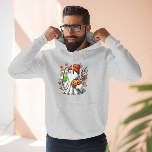 Cozy Fall-Themed Fleece Hoodie with Pumpkin Design, Autumn Apparel, Halloween Sweatshirt, Gift for Fall Lovers, Seasonal Comfort Wear