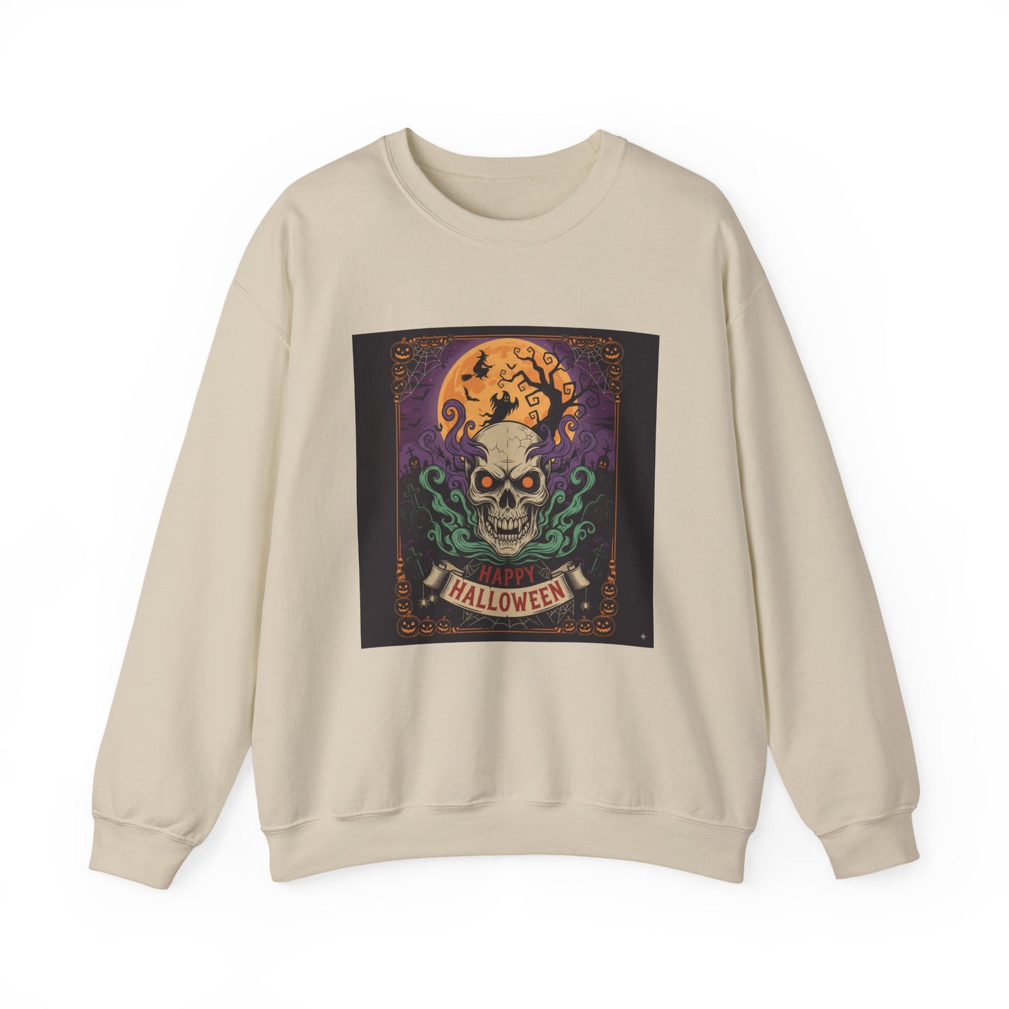 Halloween Skull Graphic Crewneck Sweatshirt, Spooky Sweatshirt, Unisex Halloween Apparel, Fall Fashion, Cozy Sweatshirt