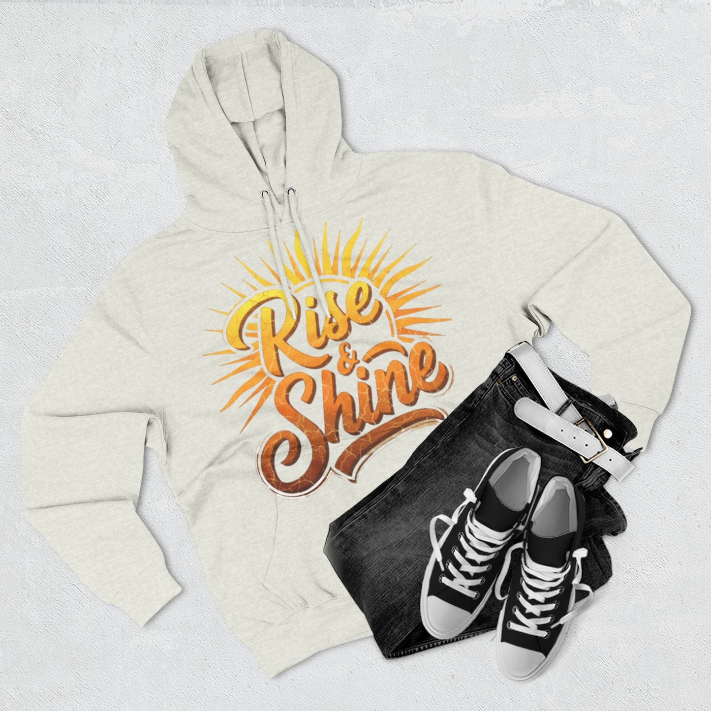 Rise & Shine Fleece Hoodie for Cozy Days, Inspirational Sweatshirt, Perfect Gift for Friends, Casual Wear, Comfort in Style
