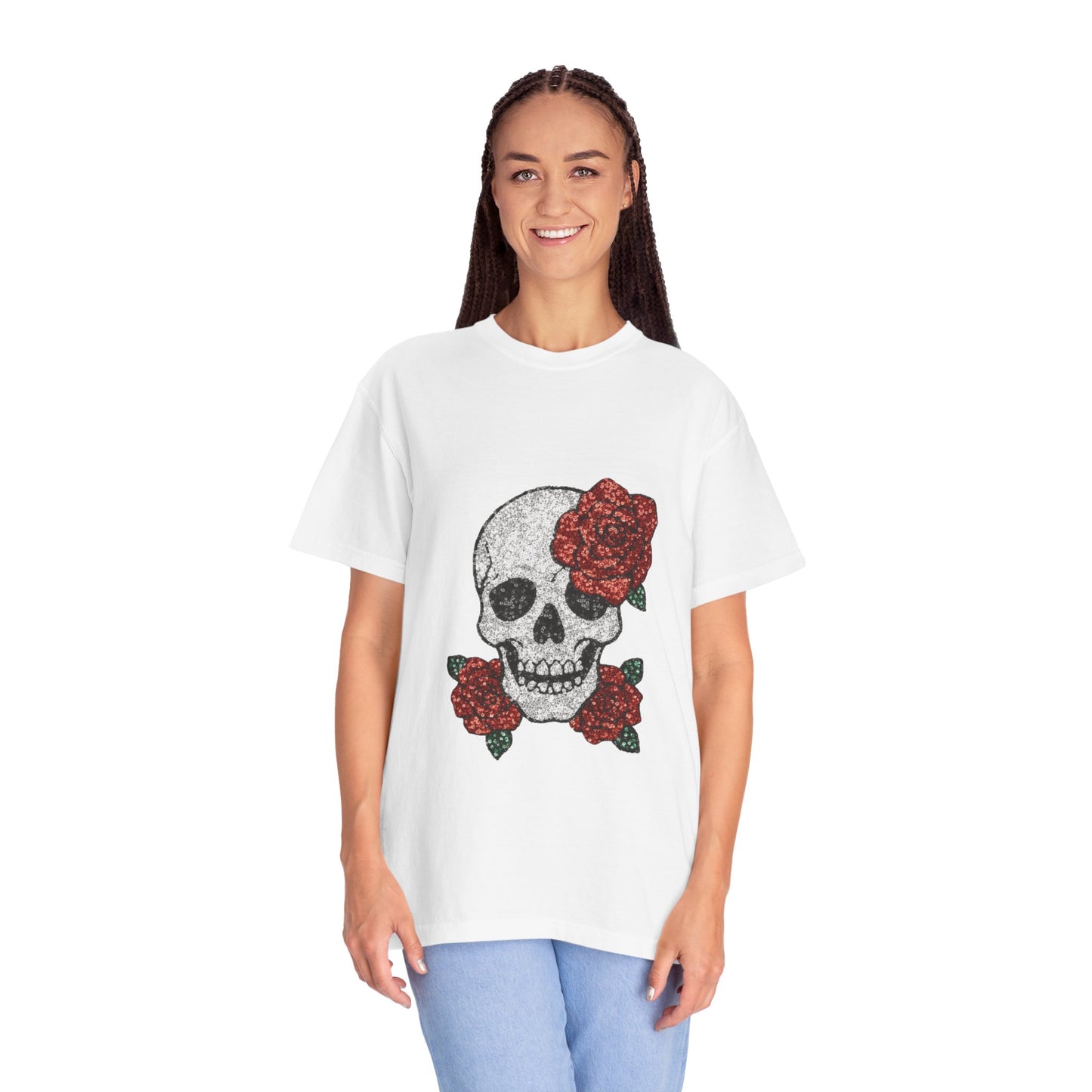 Skull and Roses T-Shirt | Boho-Chic Wear, Vintage Style Shirt, Gift for Her, Festival Outfit, Casual Everyday Tee