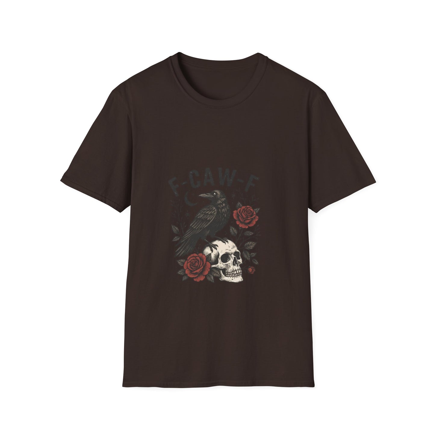 Gothic Raven T-Shirt | Unisex Softstyle Tee, Halloween Wear, Unique Gift, Casual Outfit, Skulls & Roses Design