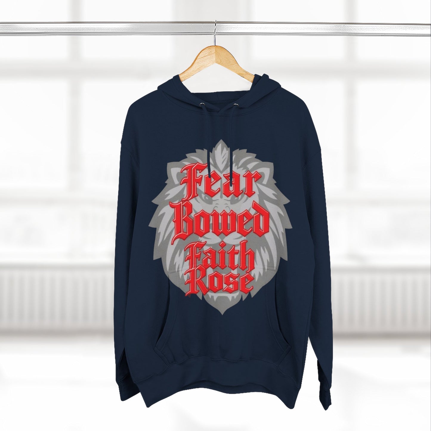 Fear Bowed Faith Rose Fleece Hoodie, Casual Wear, Gift for Her, Inspirational Apparel, Cozy Sweatshirt