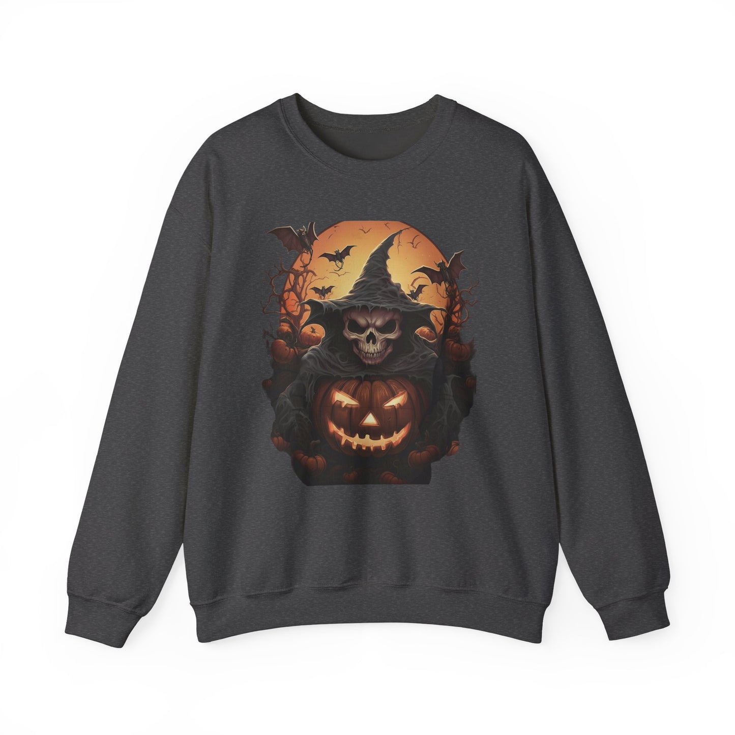 Halloween Witch Skull Sweatshirt, Unisex Crewneck, Fall Fashion, Cozy Sweater, Spooky Apparel, Halloween Gift