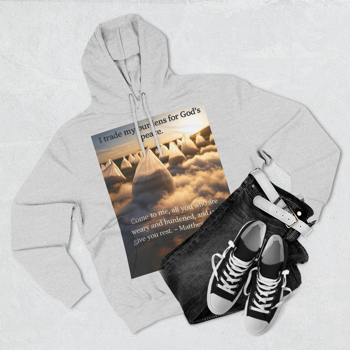 Inspirational Fleece Hoodie with Bible Verse, Cozy Christian Apparel, Perfect Gift for Faith, Relaxation, and Every Occasion