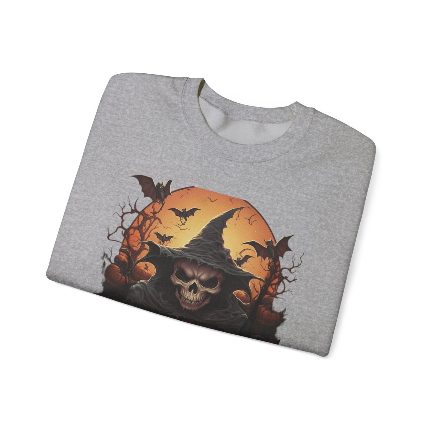 Halloween Witch Skull Sweatshirt, Unisex Crewneck, Fall Fashion, Cozy Sweater, Spooky Apparel, Halloween Gift