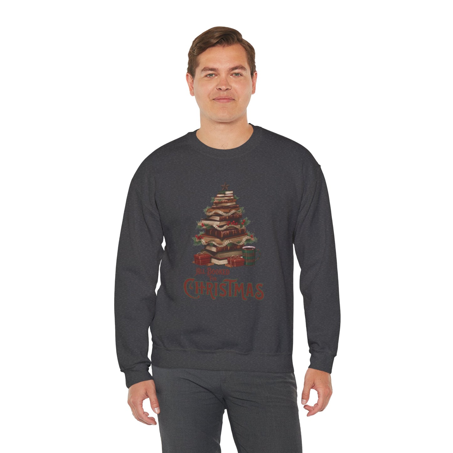 All Booked Christmas Sweatshirt, Cozy Holiday Wear, Gift for Book Lovers, Winter Apparel, Festive Crewneck
