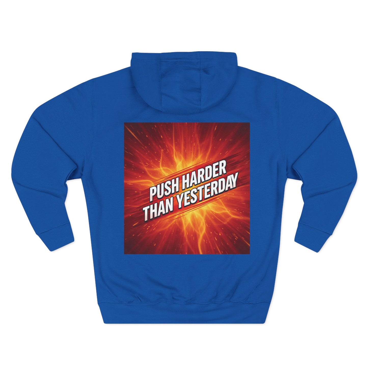 Motivational Fleece Hoodie - Push Harder Than Yesterday, Fitness Wear, Gym Apparel, Gift for Him/Her, Cozy Activewear, Inspirational