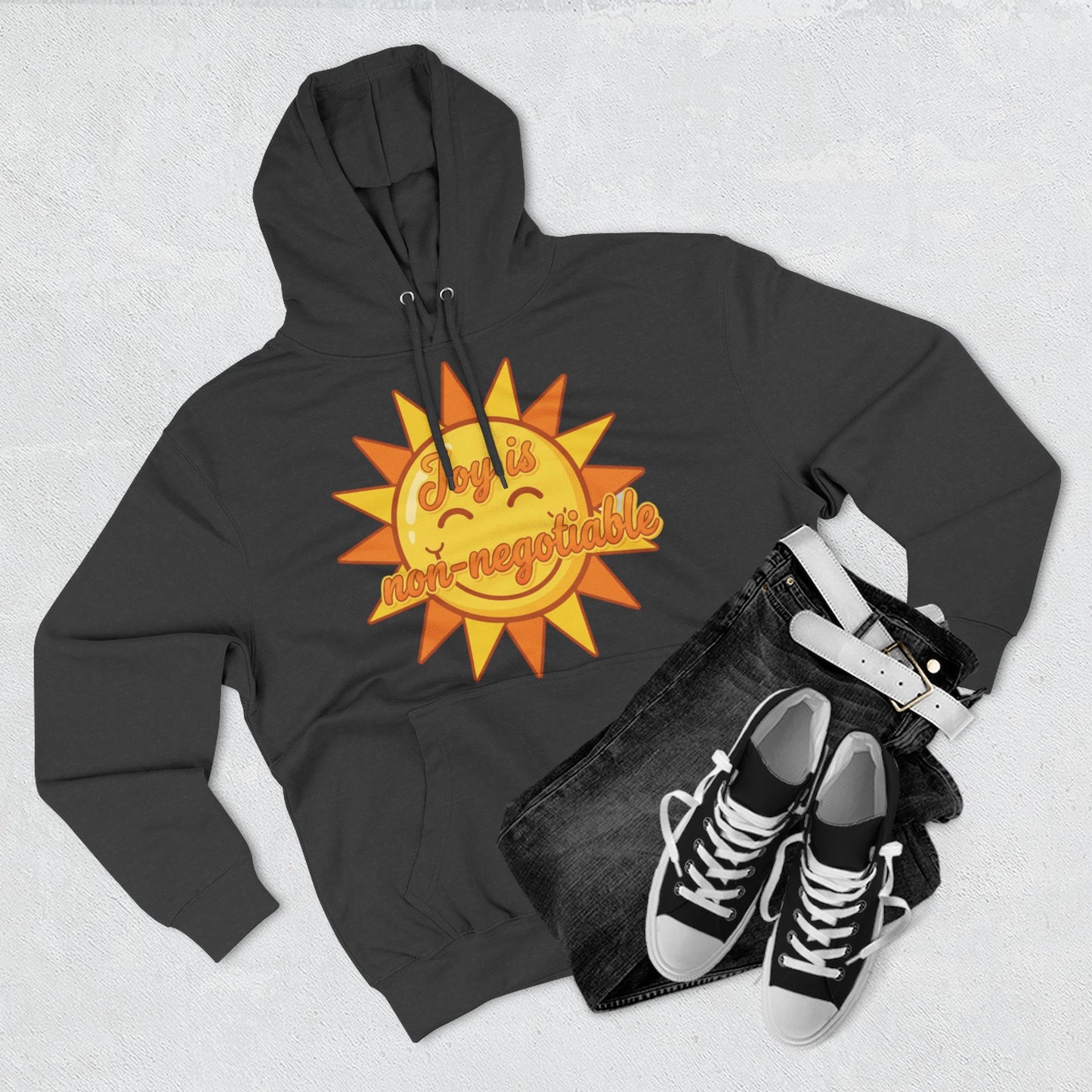 Joyful Fleece Hoodie - Sun Design, Casual Wear, Cozy Gift, Cheerful Apparel, Sunshine Hoodie