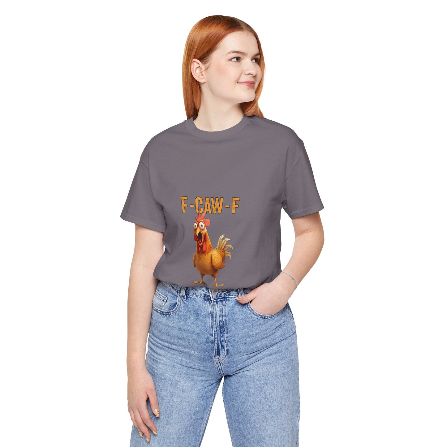 Funny Chicken Graphic Tee, Unisex Jersey Short Sleeve Shirt, Gift for Animal Lovers, Casual Wear, Humorous T-Shirt, F-CAW-F Tee