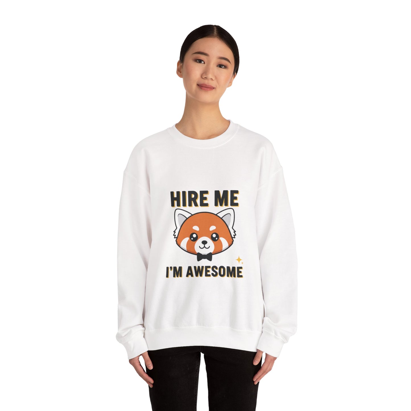 Awesome Hire Me Crewneck Sweatshirt, Funny Job Sweatshirt, Gift for Job Seekers, Casual Wear, Unisex Sweatshirt, Cute Animal Design