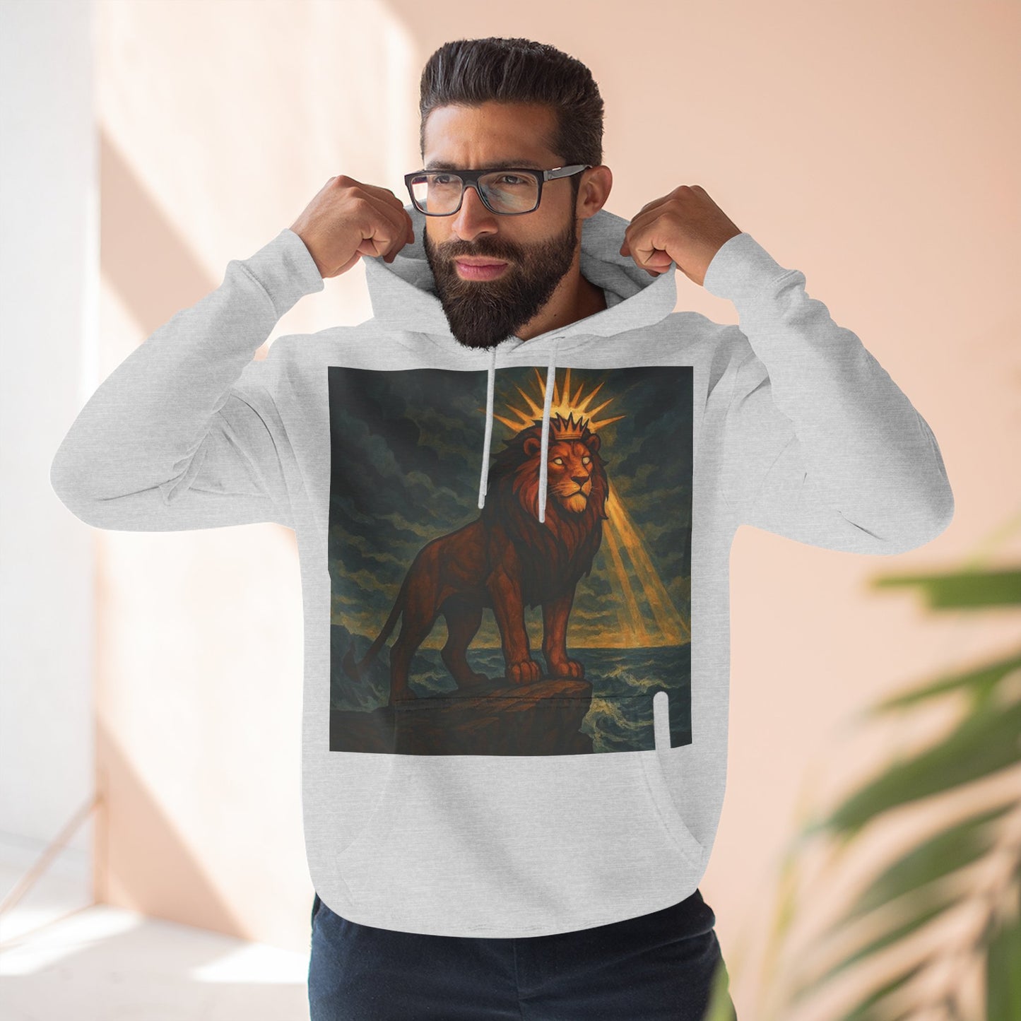 Three-Panel Fleece Hoodie, Cozy Hooded Sweatshirt, Animal Art Sweatshirt, Gift for Nature Lovers, Casual Wear, Unisex Hoodie