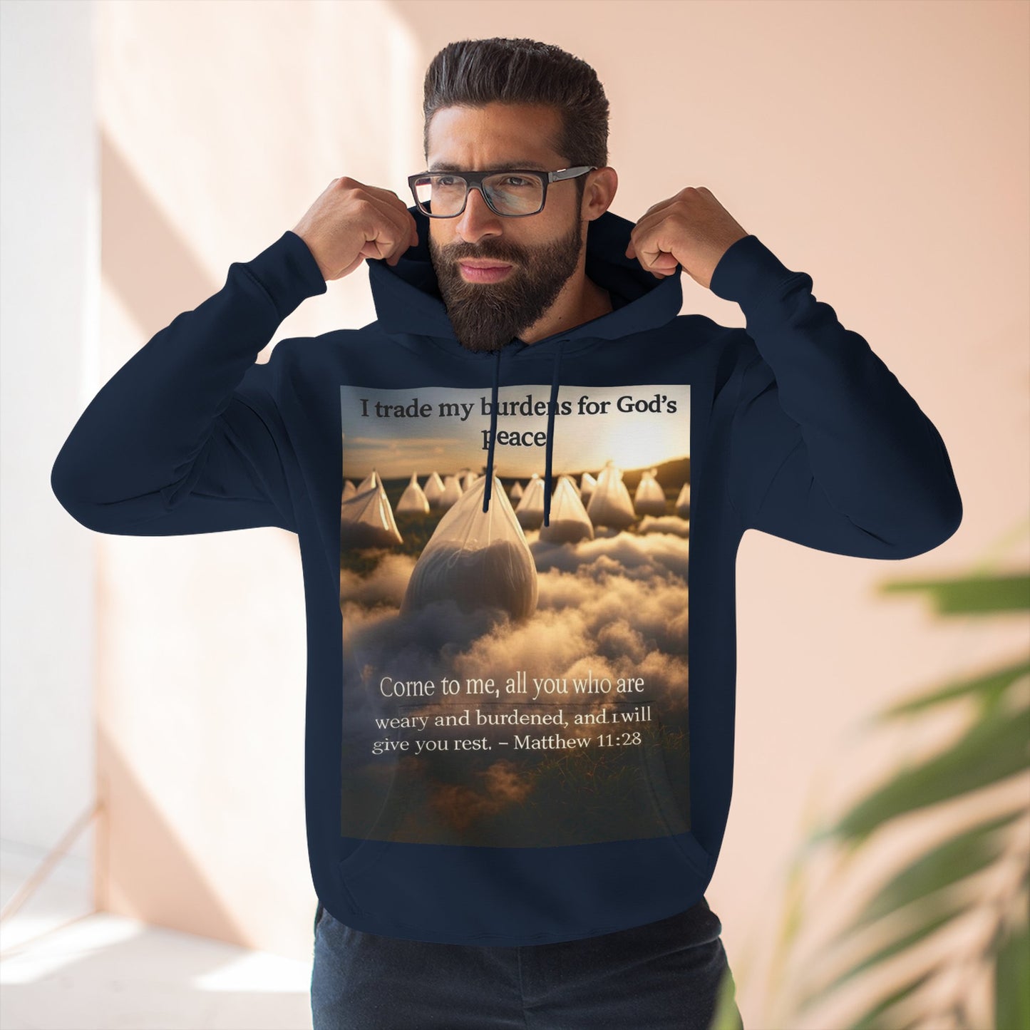 Inspirational Fleece Hoodie with Bible Verse, Cozy Christian Apparel, Perfect Gift for Faith, Relaxation, and Every Occasion