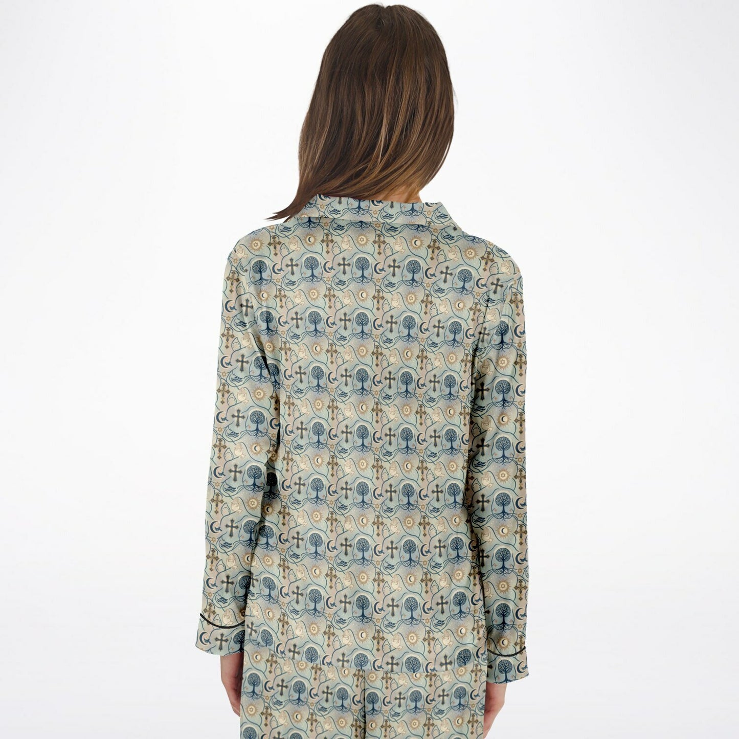 Women's Satin Pajamas - AOP