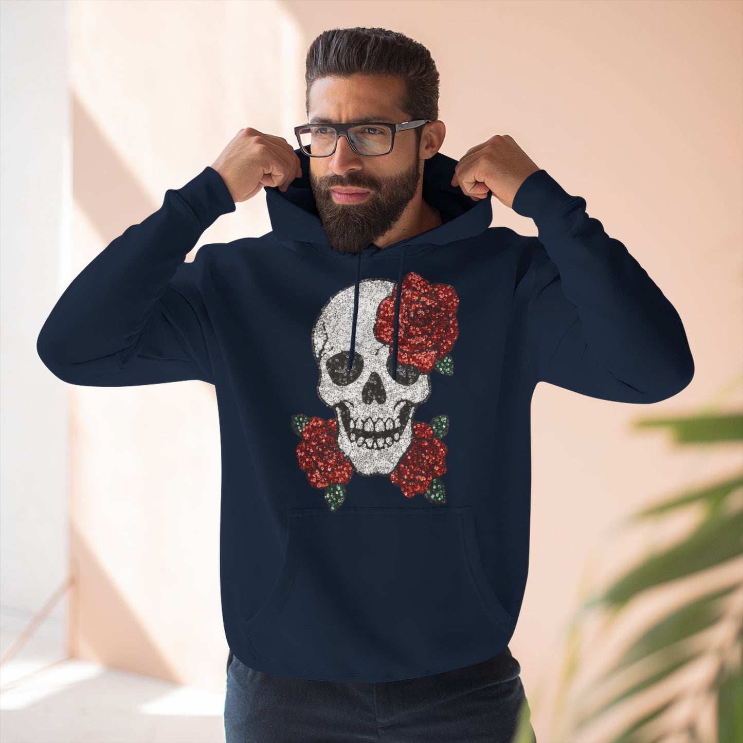 Skull and Roses Fleece Hoodie - Cozy Halloween Sweatshirt, Gothic Hoodie, Unisex Gift, Alternative Fashion, Casual Layering