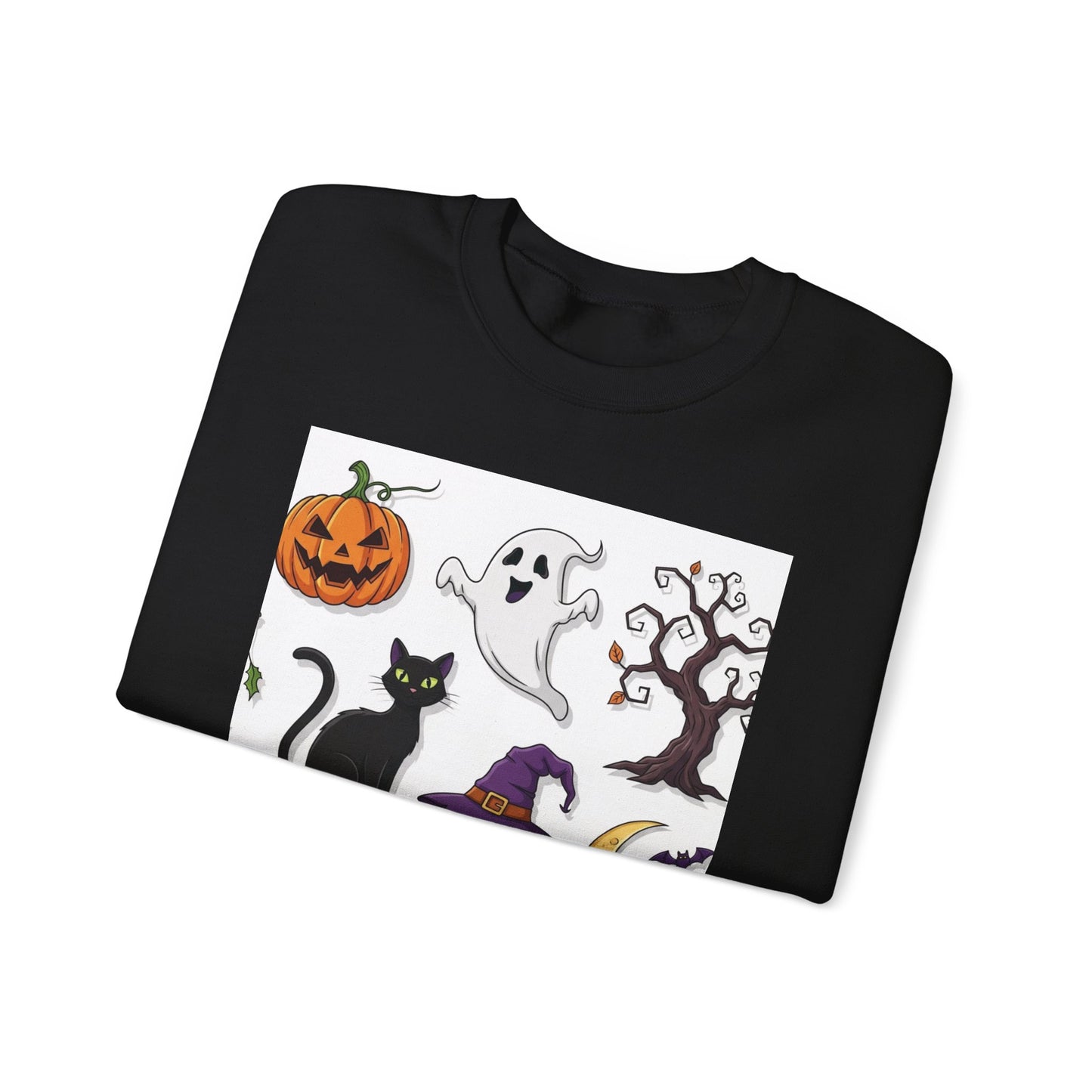 Halloween Spirit Crewneck Sweatshirt - Unisex, Cozy Halloween Gift, Fall Apparel, Spooky Season Sweater, Ghost & Pumpkin Sweatshirt