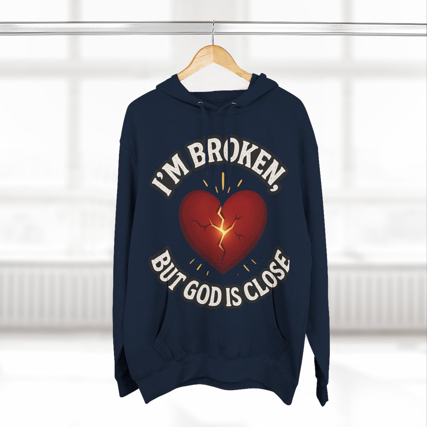 Fleece Hoodie - I'm Broken But God Is Close, Inspirational Apparel, Comfort Clothing, Faith-Based Gift