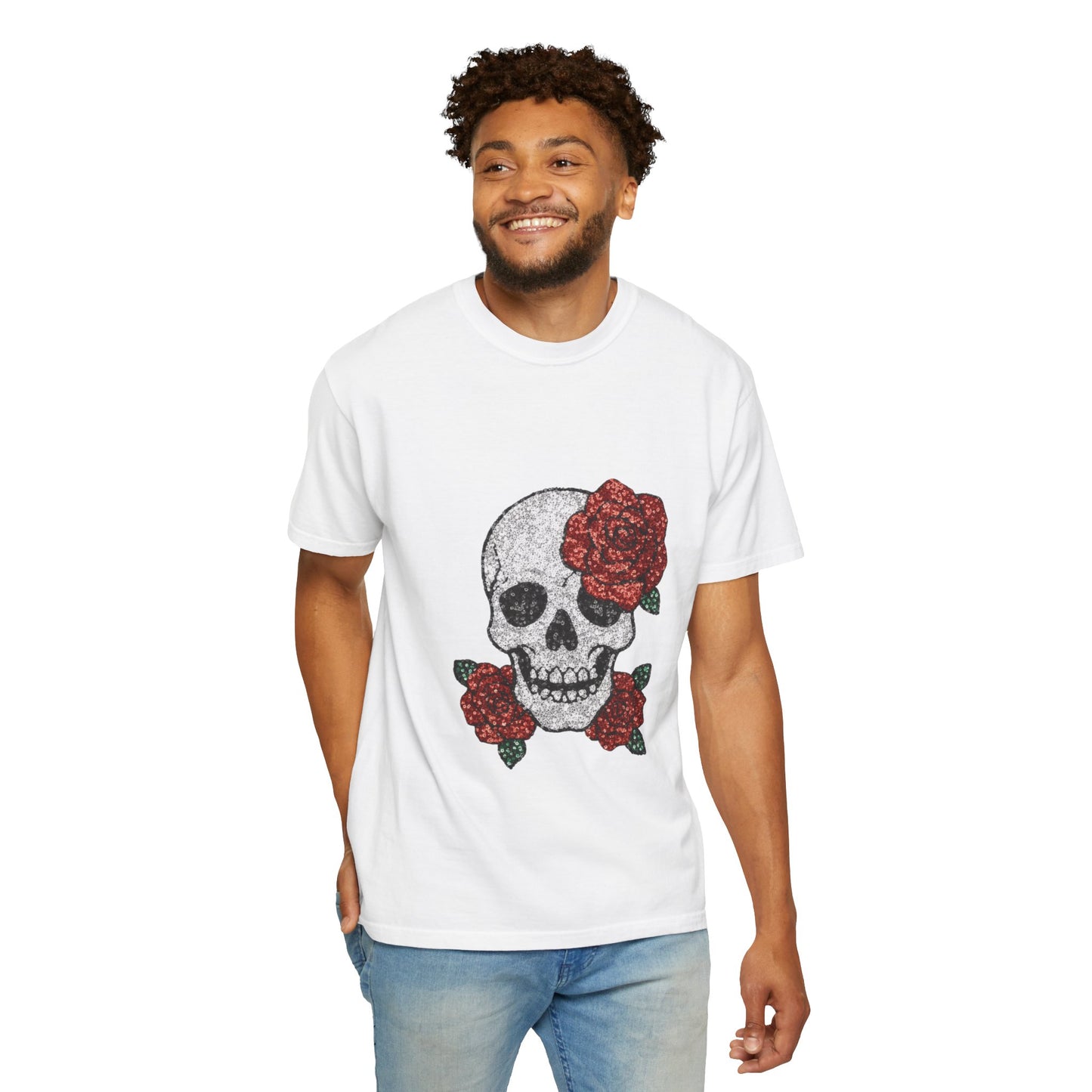 Skull and Roses T-Shirt | Boho-Chic Wear, Vintage Style Shirt, Gift for Her, Festival Outfit, Casual Everyday Tee