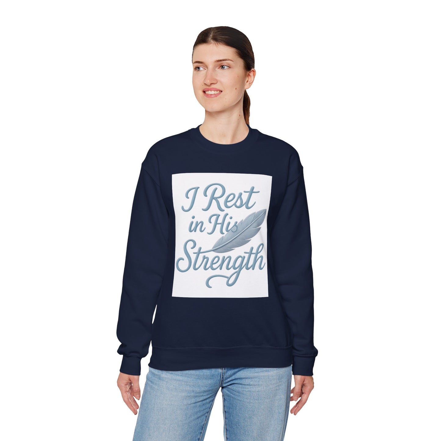 Inspirational Strength Crewneck Sweatshirt, Gift for Him, Motivational Apparel, Cozy Sweater for Faith, Relaxed Comfort Wear