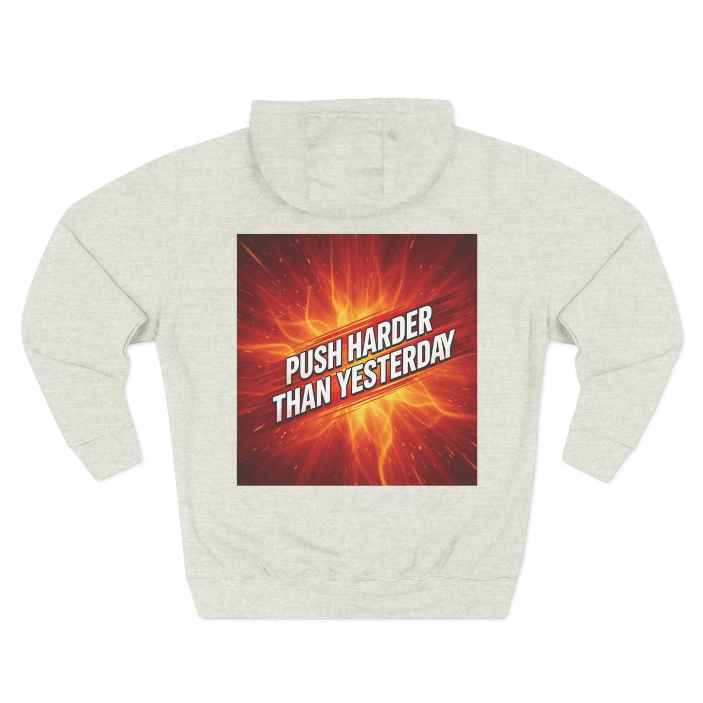Motivational Fleece Hoodie - Push Harder Than Yesterday, Fitness Wear, Gym Apparel, Gift for Him/Her, Cozy Activewear, Inspirational