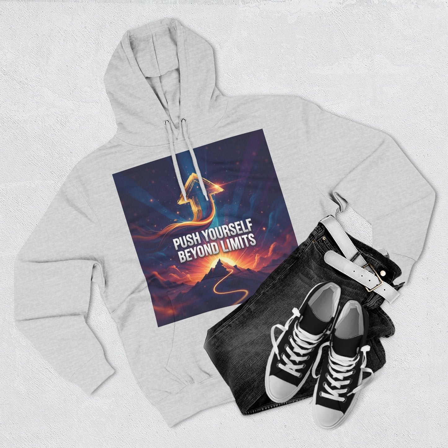 Inspirational Fleece Hoodie - Push Yourself Beyond Limits, Cozy Sweatshirt, Motivational Apparel, Gift for Dreamers, Casual Wear