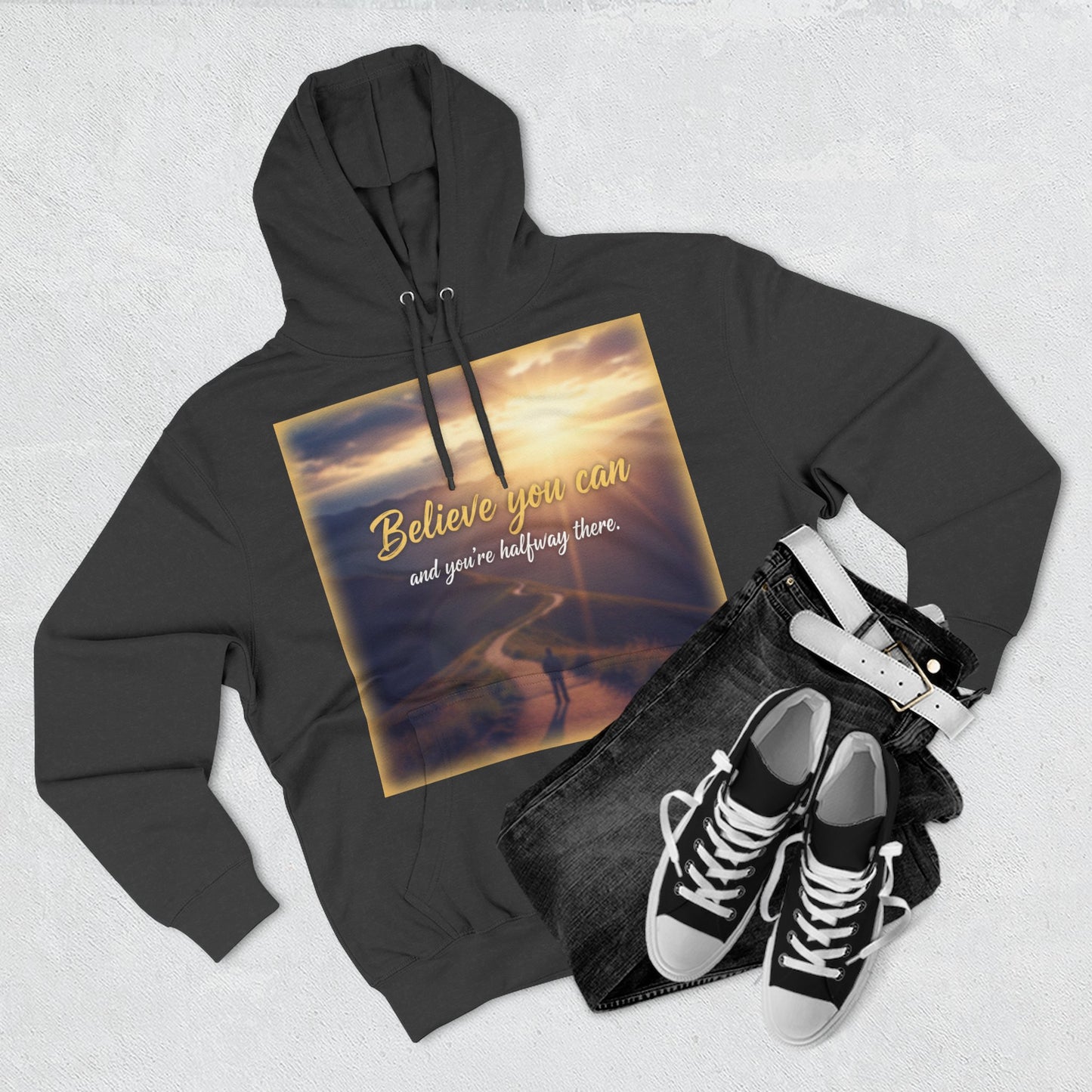 Inspirational Fleece Hoodie with Motivational Quote, Cozy Sweatshirt for All Seasons, Perfect Gift for Friends and Family