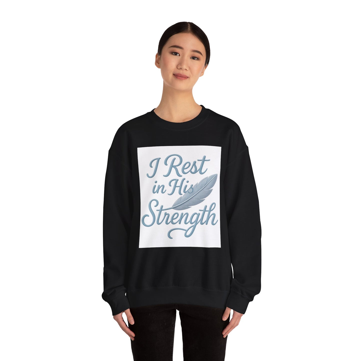 Inspirational Strength Crewneck Sweatshirt, Gift for Him, Motivational Apparel, Cozy Sweater for Faith, Relaxed Comfort Wear