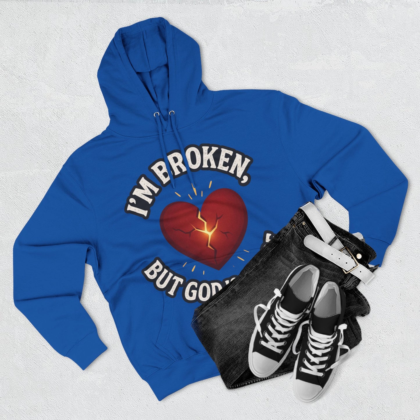 Fleece Hoodie - I'm Broken But God Is Close, Inspirational Apparel, Comfort Clothing, Faith-Based Gift