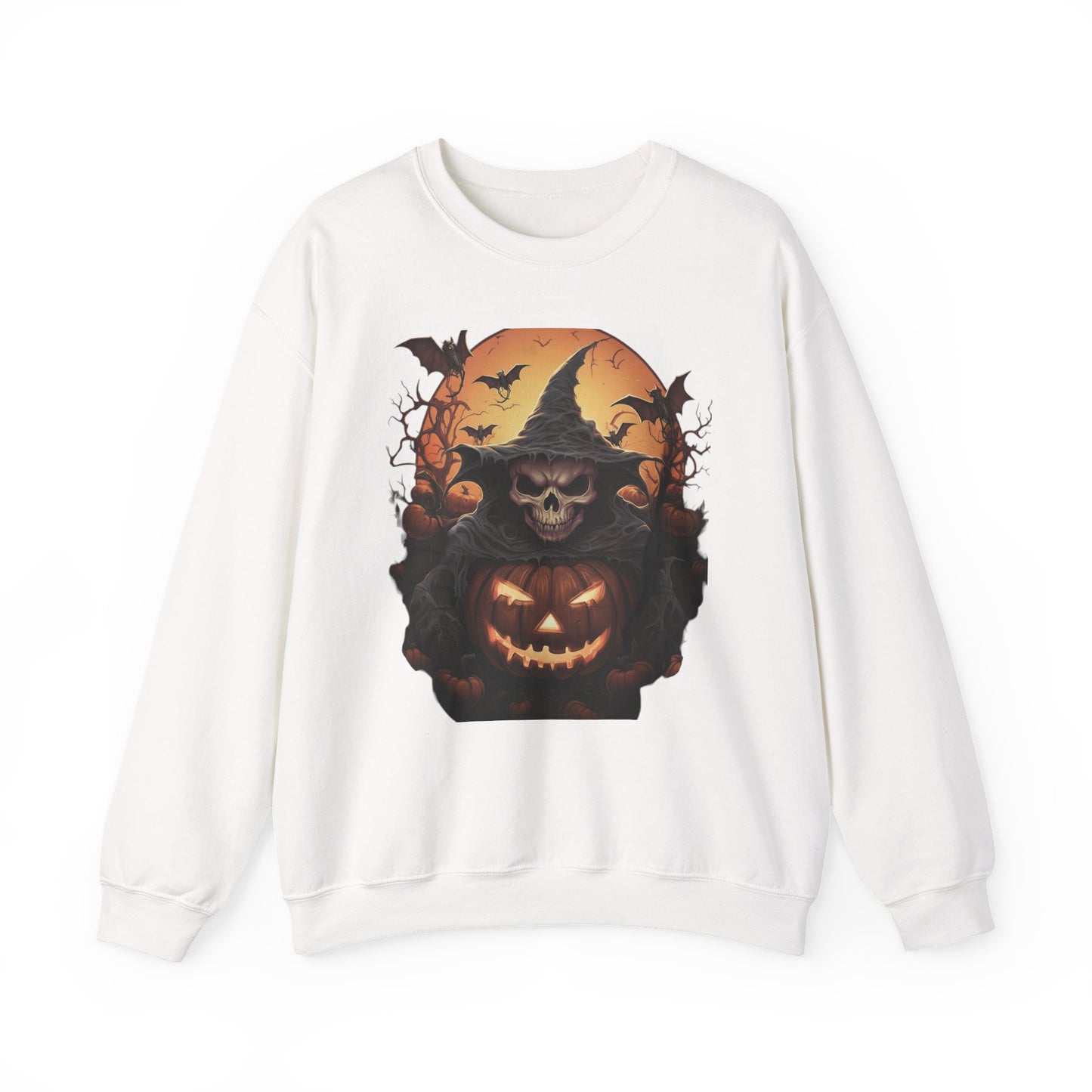 Halloween Witch Skull Sweatshirt, Unisex Crewneck, Fall Fashion, Cozy Sweater, Spooky Apparel, Halloween Gift