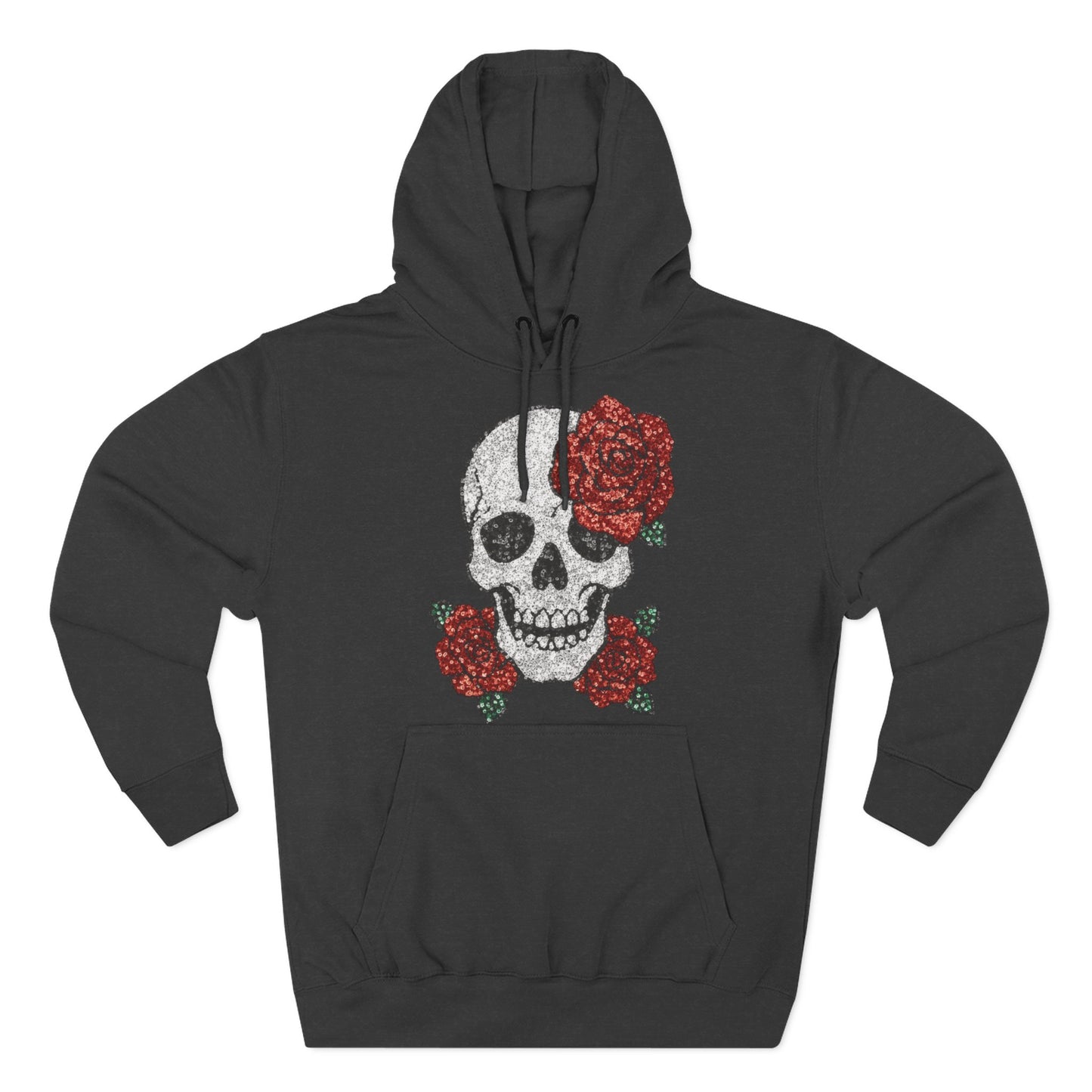 Skull and Roses Fleece Hoodie - Cozy Halloween Sweatshirt, Gothic Hoodie, Unisex Gift, Alternative Fashion, Casual Layering