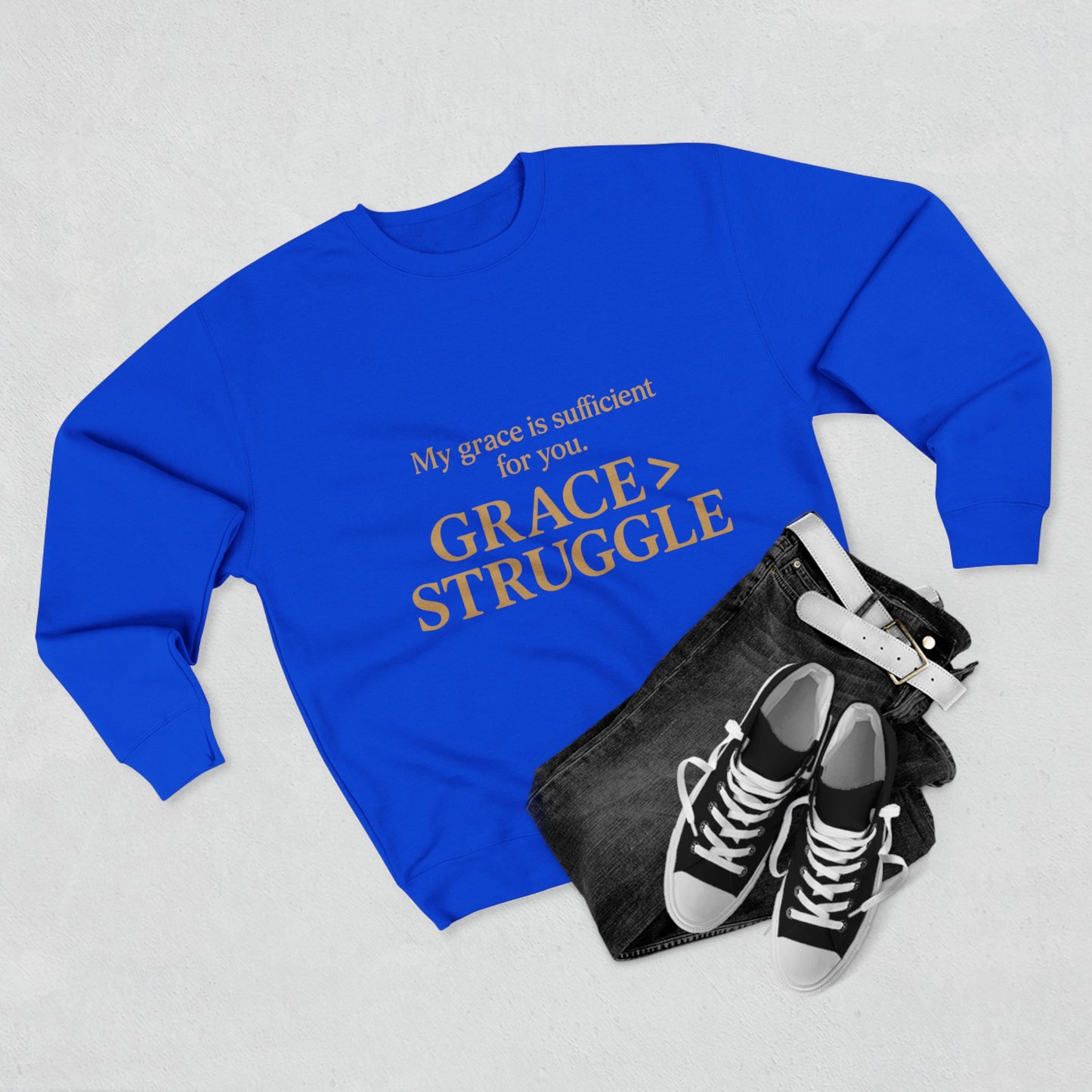 Unisex Crewneck Sweatshirt - Grace Over Struggle - Inspirational Sweatshirt, Everyday Wear, Cozy Gift, Motivational Apparel, [...]