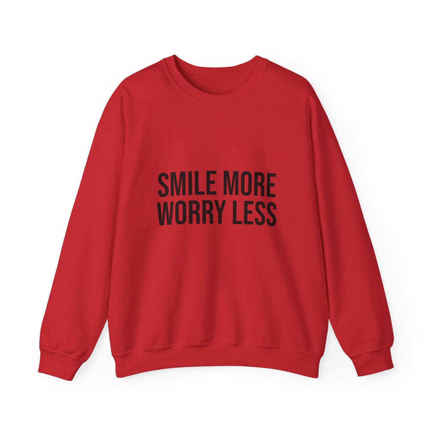 Unisex Inspirational Crewneck Sweatshirt - Smile More Worry Less, Cozy Gift for Friends, Relaxed Style, Casual Wear, Positive Vibes