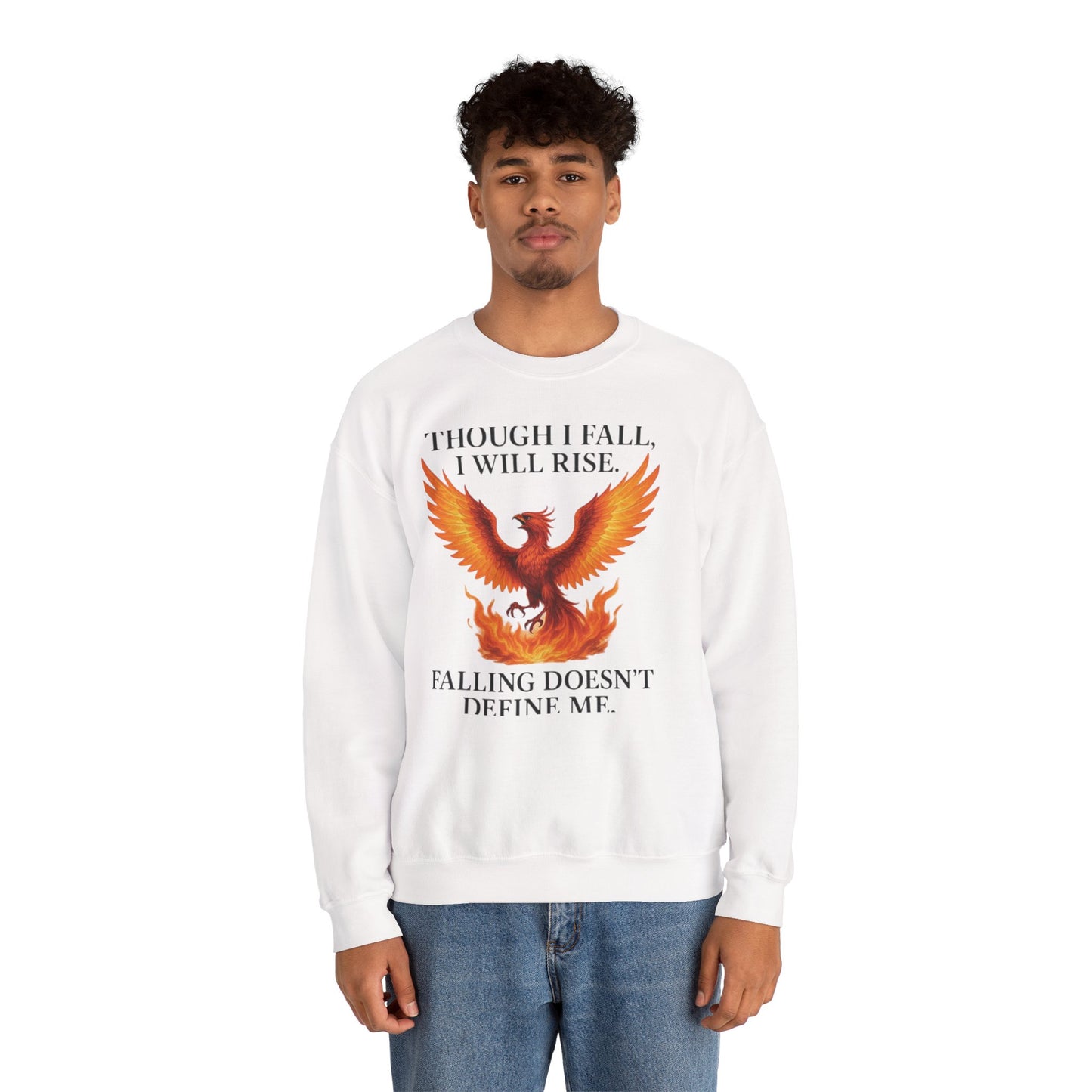 Inspirational Phoenix Crewneck Sweatshirt - Motivational Gift, Cozy Apparel, Unisex Sweatshirt, Fall & Rise Quote, Friendship Gift