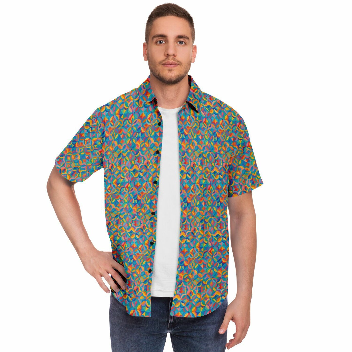 Short Sleeve Button Down Shirt - AOP