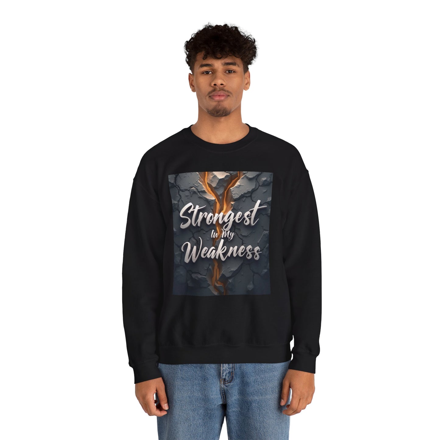 Inspirational Crewneck Sweatshirt - ‘Strongest to My Weakness’ | Cozy Gift, Motivational Wear, Unisex Apparel, Self-Care, Casual Style