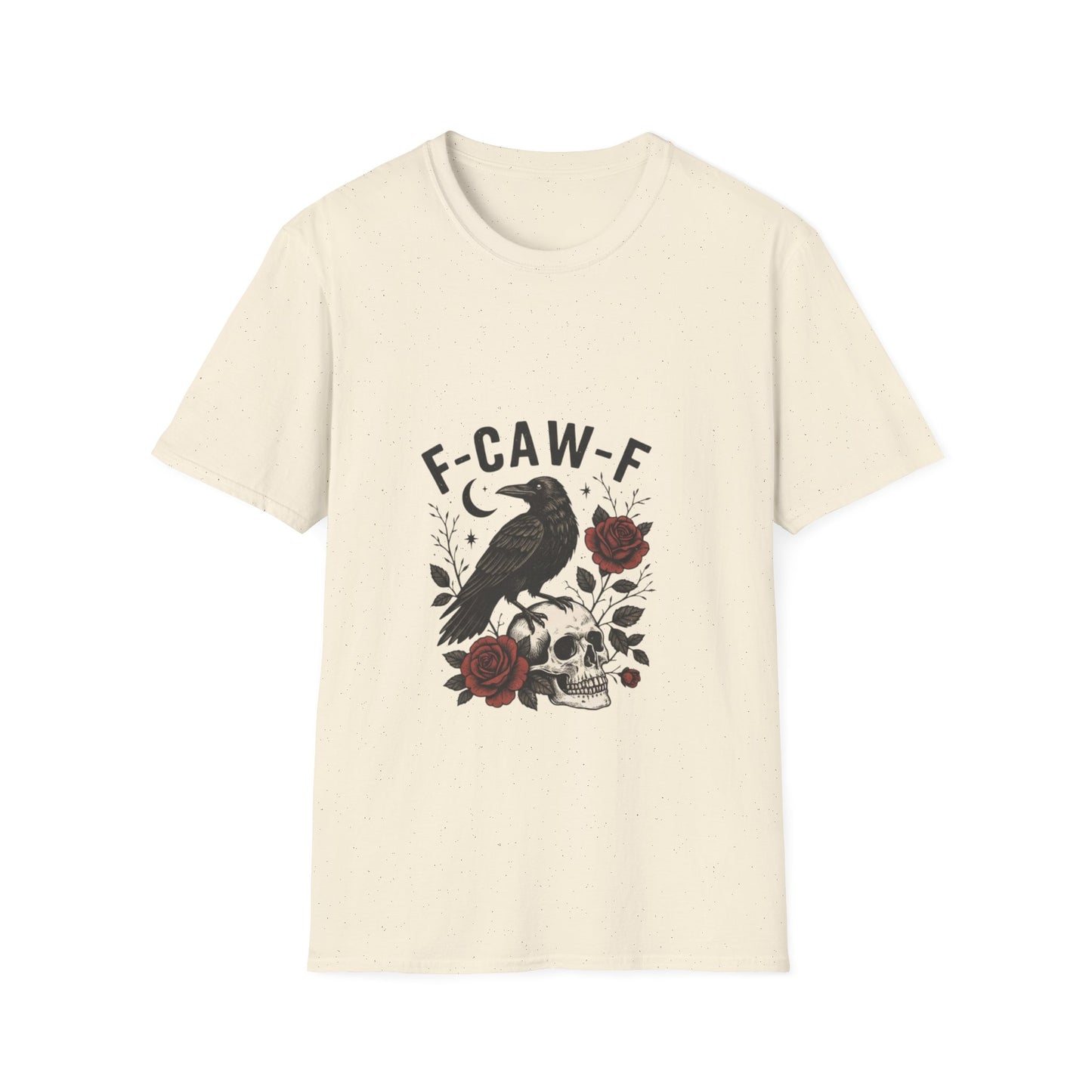 Gothic Raven T-Shirt | Unisex Softstyle Tee, Halloween Wear, Unique Gift, Casual Outfit, Skulls & Roses Design