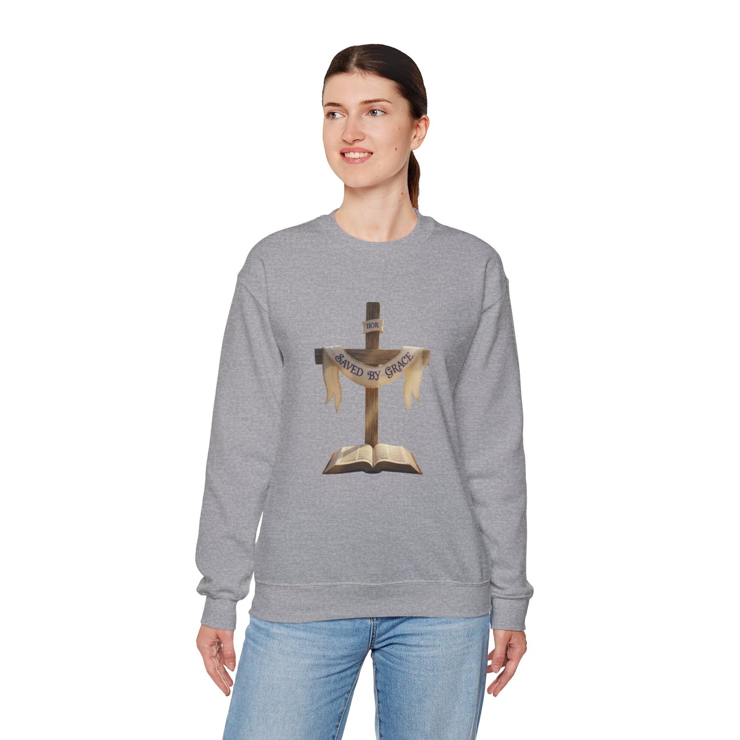 Faith-Inspired Crewneck Sweatshirt, Unisex Casual Wear, Christian Apparel, Cozy Gift for Religious Occasions, Scripture Design
