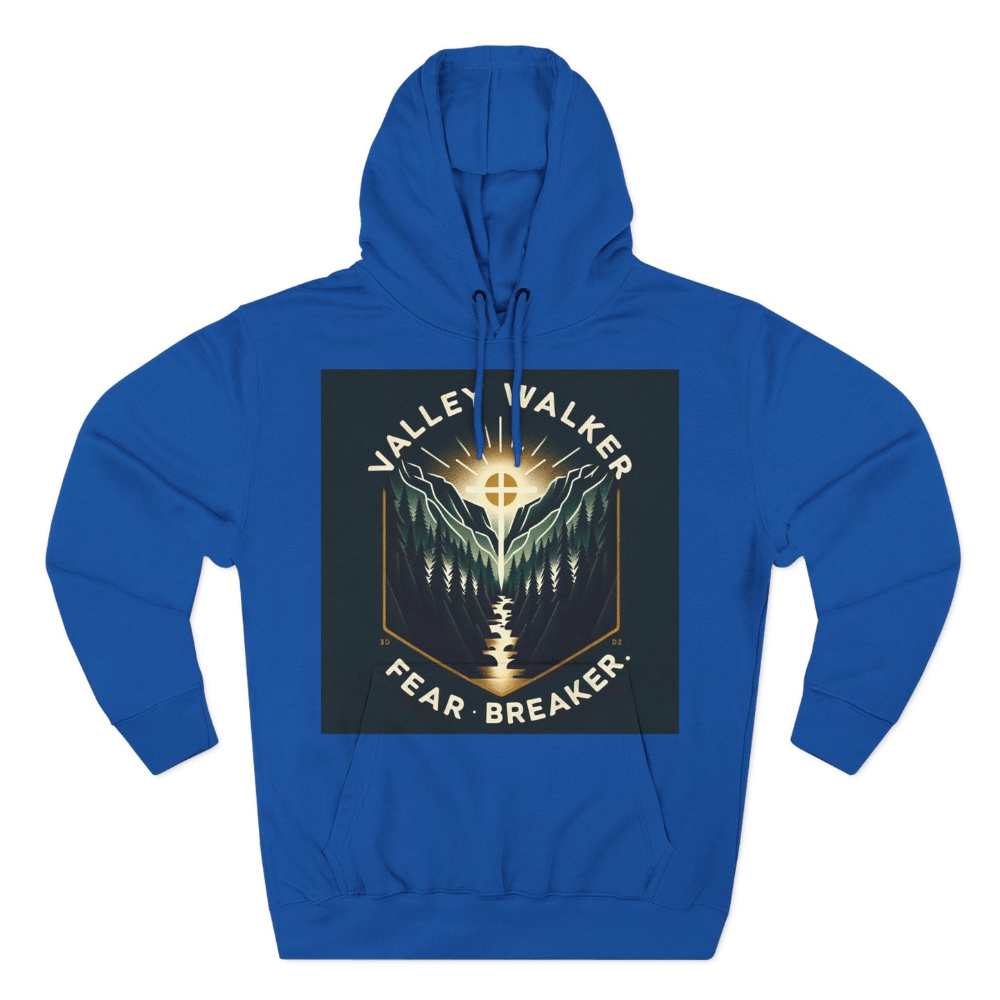 Valley Walker Fleece Hoodie - Fear Breaker, Cozy Hoodie, Inspirational Sweatshirt, Nature Lover Gift, Adventure Apparel