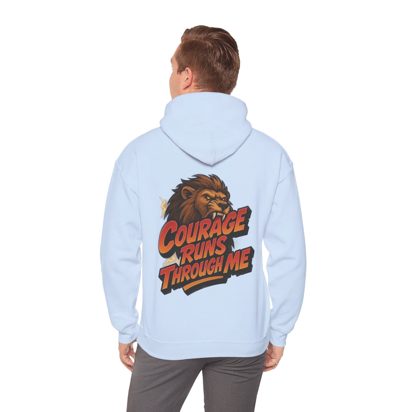Courage Runs Through Me Hoodie - Unisex Heavy Blend Sweatshirt, Cozy Gift for Motivational Living, Perfect for Workout.