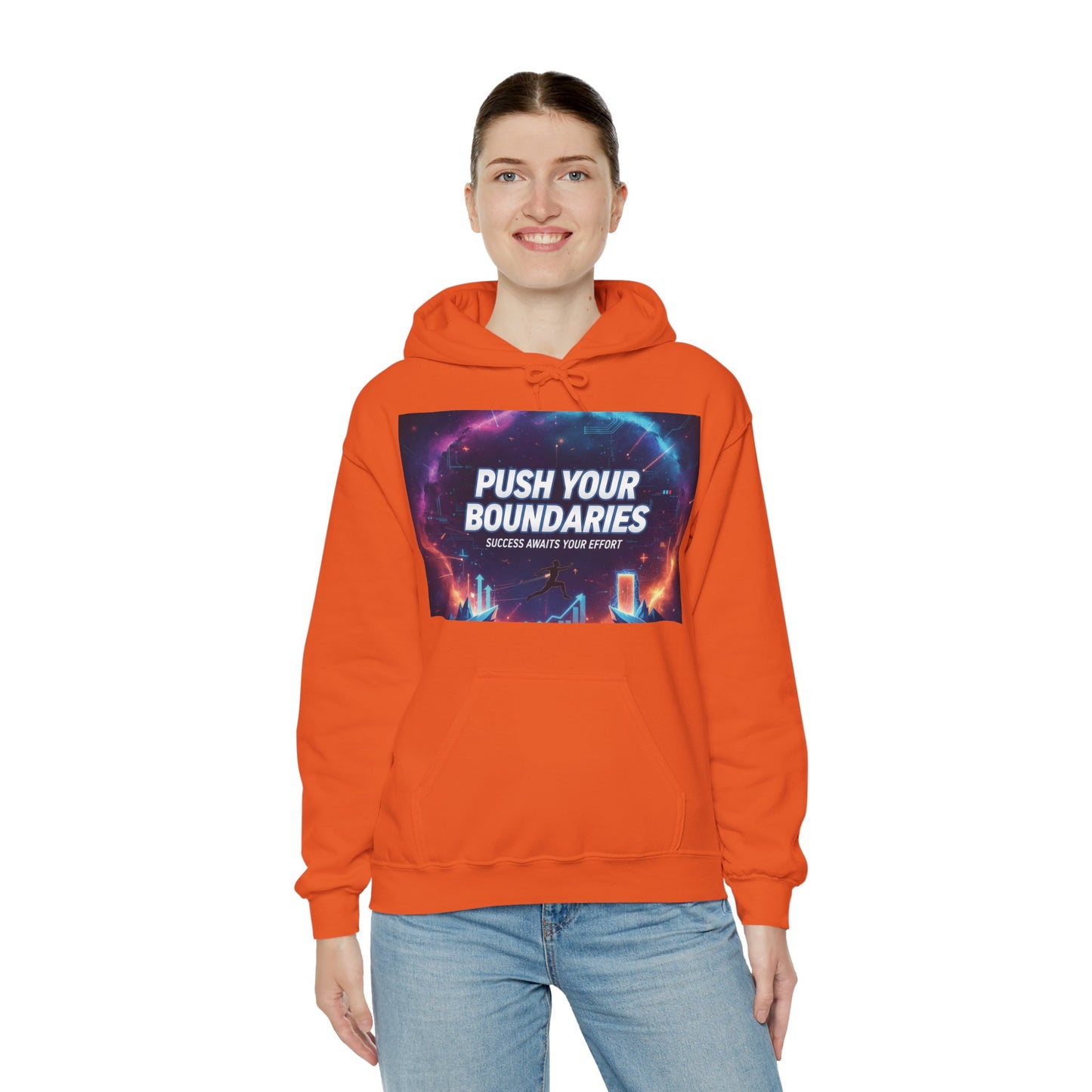 Motivational Graphic Hoodie, Push Your Boundaries Sweatshirt, Gift for Entrepreneurs, Cozy Layer for Success, Inspirational Apparel