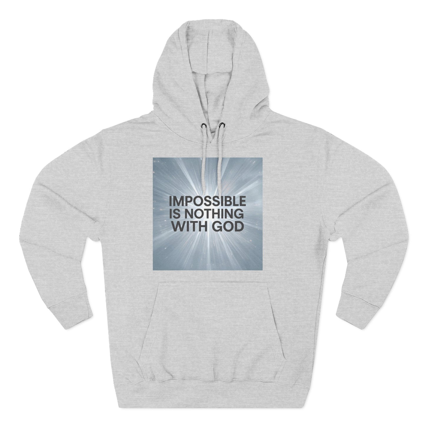 Inspirational Fleece Hoodie - Impossible is Nothing with God, Cozy Sweatshirt for Faith, Spirituality, Gift for Religious Friends.