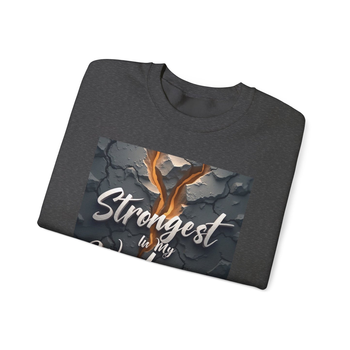 Inspirational Crewneck Sweatshirt - ‘Strongest to My Weakness’ | Cozy Gift, Motivational Wear, Unisex Apparel, Self-Care, Casual Style