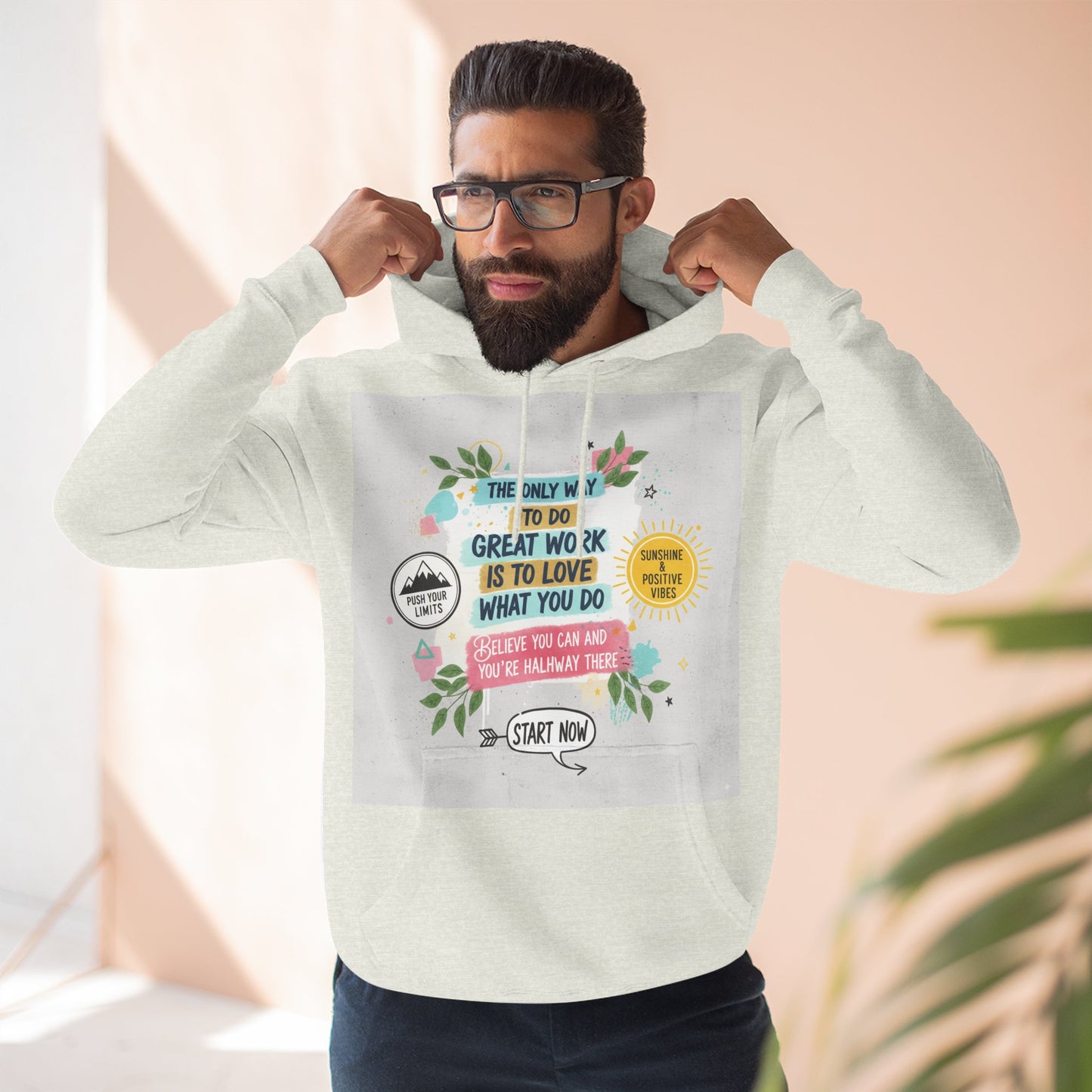 Inspiring Fleece Hoodie for Motivation, Cozy Sweatshirt, Gift for Job Seekers, Work from Home Apparel, Positive Vibes Hoodie
