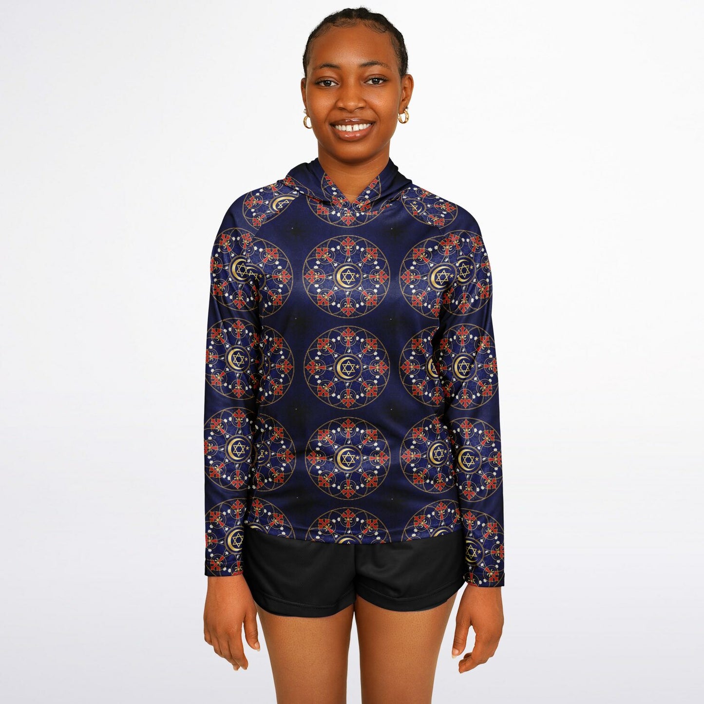 Women's Long Sleeve Hooded Performance Shirt - AOP